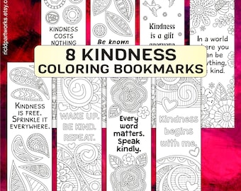 Kindness Quote Coloring Bookmarks: Floral Doodles (PDF/JPEG)