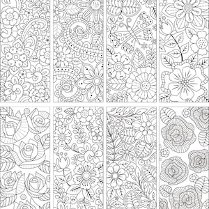 all the eight bookmark templates with zen flower designs