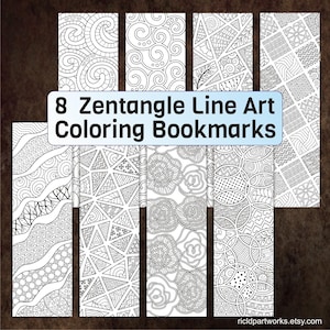 Mindfulness Coloring Bookmarks – 8 Printable Line Art Doodles (PDF & JPEG)