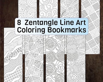Mindfulness Coloring Bookmarks – 8 Printable Line Art Doodles (PDF & JPEG)