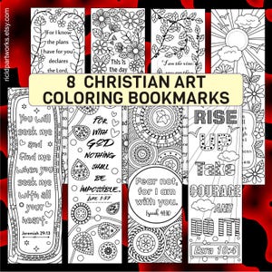 8 Christian Coloring Bookmarks with Scriptures – Printable Bible Verse Art: Luke 1 37, John 15, Jeremiah 29 11, Isaiah 41, Philippians 4