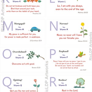 Alphabet Bible Scripture Cards A to Z Printable Template Reminder ...