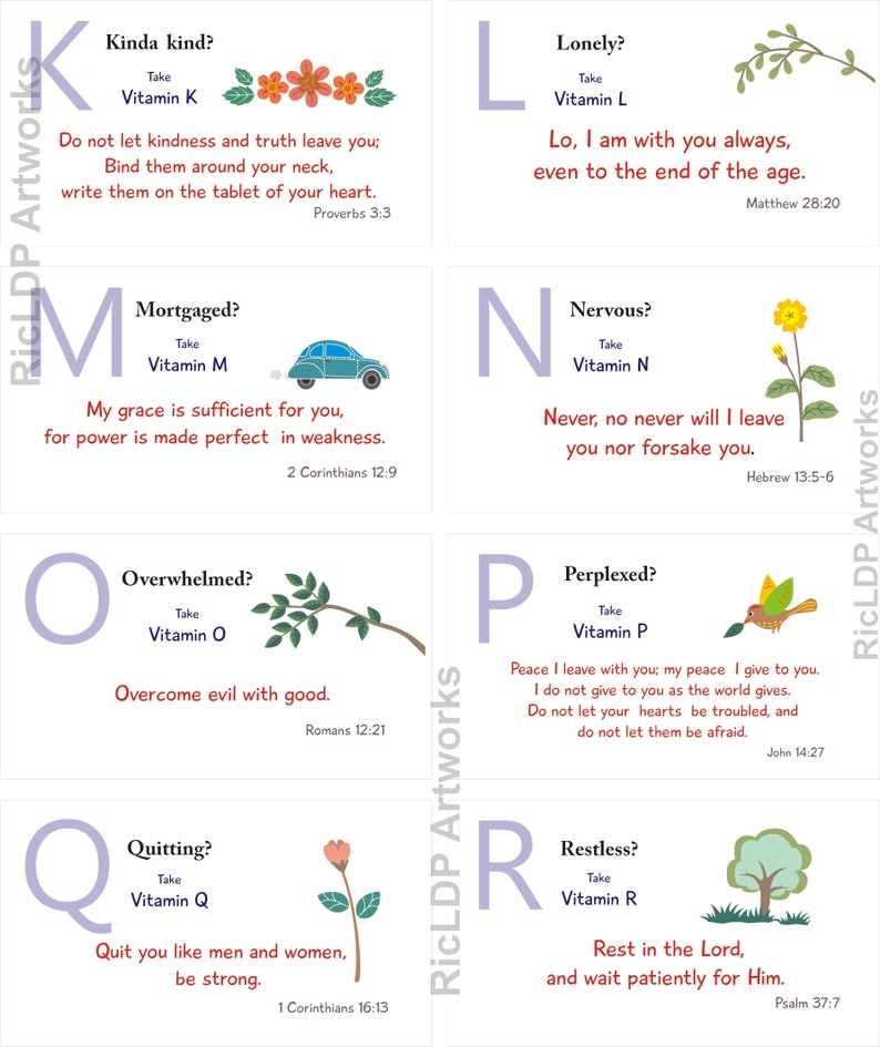26 Scripture Cards A to Z Bible Verse Vitamins Printable - Etsy