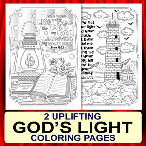 Two Coloring Pages from Psalm 43 & 18 Celebrating God as the Light of the World – Printable Lighthouse Tower and  Light Lamp Images
