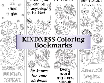Kindness Coloring - Book Marks - Good Vibes - Virtue - Paisley - Leaves Doodle - Flower Image - Digital Download