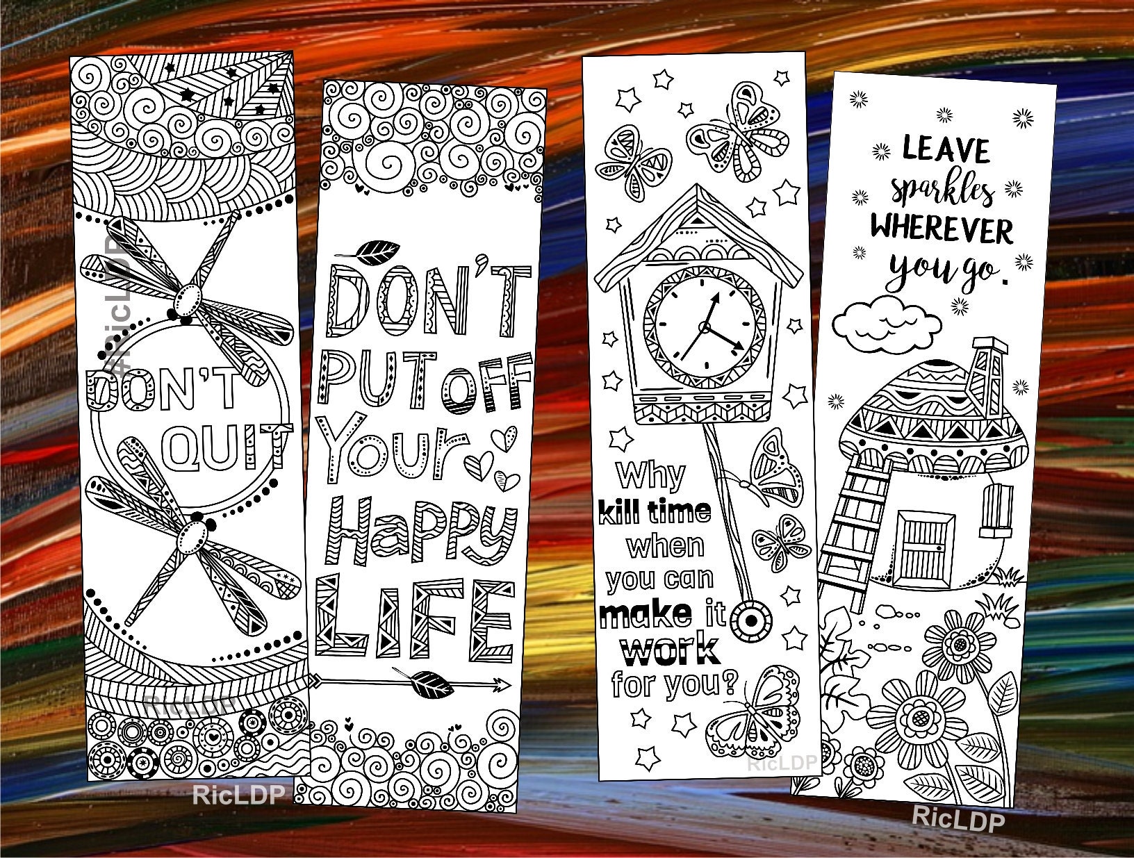 8 Inspirational Coloring Bookmarks: Positive Affirmations (printable ...