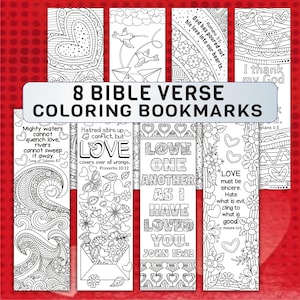 8 Love Bible Verse Coloring Bookmarks: Heart Doodle Scriptures (PDF/JPEG)