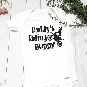 Daddy&#39;s Riding Buddy - Motorcross Inspired Onesie® - Daddy and Me, Dirtbike Baby, Future Motorcross Rider
