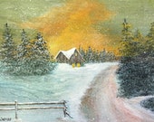 Winter Barn in Woods