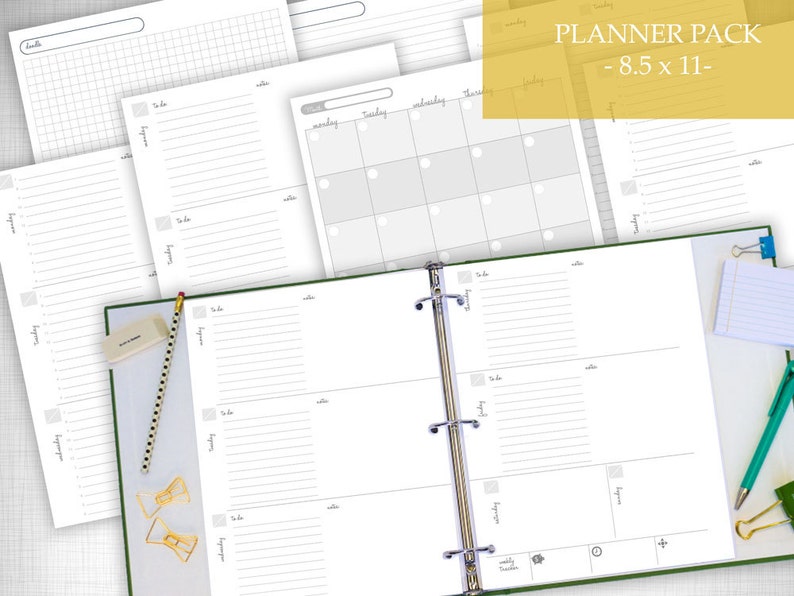 Printable Planner 8.5x11: Calendar View Week View | Etsy