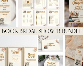 Her Next Chapter Bridal Shower Template Bundle, Book Bridal Shower Editable Canva Template, Book Theme Printable Invite, Storybook Bundle