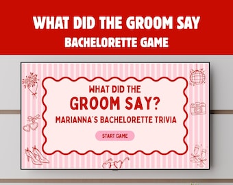 What Did the Groom Say Game, vrijgezellenfeest drinkspel, bewerkbaar kippenfeestspel, vrijgezellenfeest diavoorstelling spel Canva voor vrijgezellenfeest