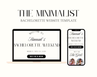 Minimalist Bachelorette Itinerary Website, Aesthetic Bachelorette Planner Editable Canva, Hens Weekend Website Template Miami Itinerary