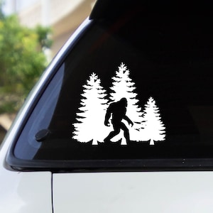 Bigfoot In Trees Decal Sticker / Multiple Colors