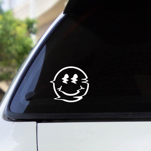 Trippy Smiley Face Decal Sticker / Multiple Colors