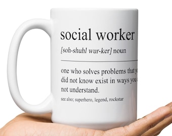 Taza de trabajador social personalizada, ideas de regalo de trabajador social, regalo de trabajador social para oficina, regalo de graduación de trabajador social, futuro trabajador social