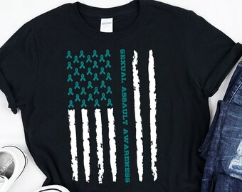 Seksueel geweld shirt - seksueel geweld bewustzijn Teal lint vlag