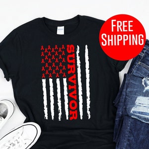 Stroke Shirt - Survivor Red Ribbon Flag