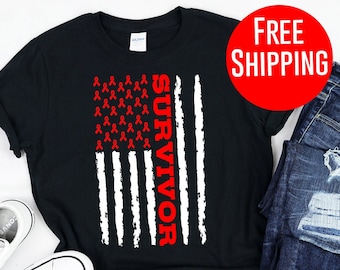 Camisa de trazo - Bandera de la cinta roja del sobreviviente