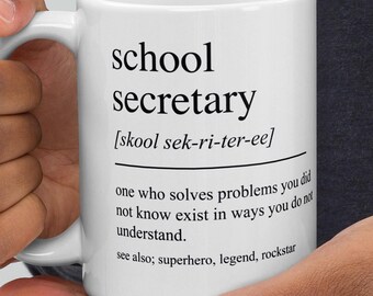 Schul Sekretärin Geschenk, Schul Sekretärin Tasse, Geschenk für Schul Sekretärin, benutzerdefinierte Schul Sekretärin Geschenk, personalisierte Schul Sekretärin Tasse