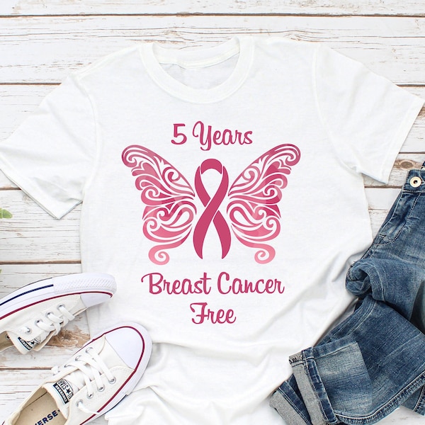 5 Years Breast Cancer Free Shirt, 5 Years Cancer Free, 5 Year Cancer Survivor, Breast Cancer Survivor, Pink Ribbon Shirt, Cancer Gift