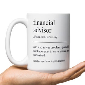 Regalo de asesor financiero, taza de asesor financiero, regalo para asesor financiero, taza de café de asesor financiero, regalo de jubilación de asesor financiero