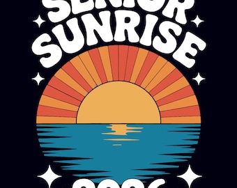 Senior Sunrise 2026 Retro Sunset PNG, Graduation Morning Beach Scene Digital Sublimation Design, Class of 2026 Senior Event Art