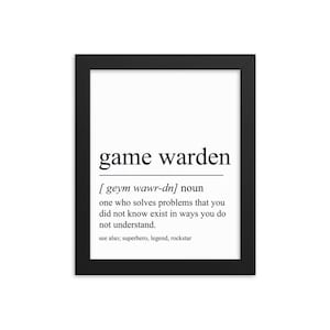 Regalo de Game Warden, Arte de pared de Game Warden, Regalos para Game Warden, Decoración de oficina de Game Warden, Impresión de arte de Game Warden, Regalo de graduación de Game Warden