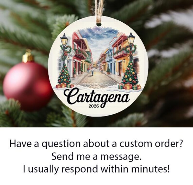 Cartagena Christmas Ornament 2026, Personalized Colombia Xmas Ornament ...