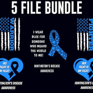 Huntington&#39;s Disease Png Bundle, Huntington&#39;s Disease Awareness Month, Blue Ribbon Png, Huntington&#39;s Disease Clip Art, Instant Download