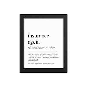 Cadeau d'agent d'assurance, art mural d'agent d'assurance, cadeau pour agent d'assurance, décoration murale d'agent d'assurance, décor de bureau d'agent d'assurance