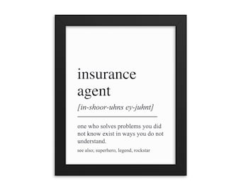 Insurance Agent Gift, Insurance Agent Wall Art, Gift For Insurance Agent, Insurance Agent Wall Decor, Insurance Agent Office Decor
