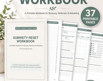 Hojas de trabajo para la sobriedad en PDF, Cuaderno de recuperación de adicciones, Plan de prevención de recaídas, Herramientas de terapia, Material imprimible para una vida sobria, Descarga digital