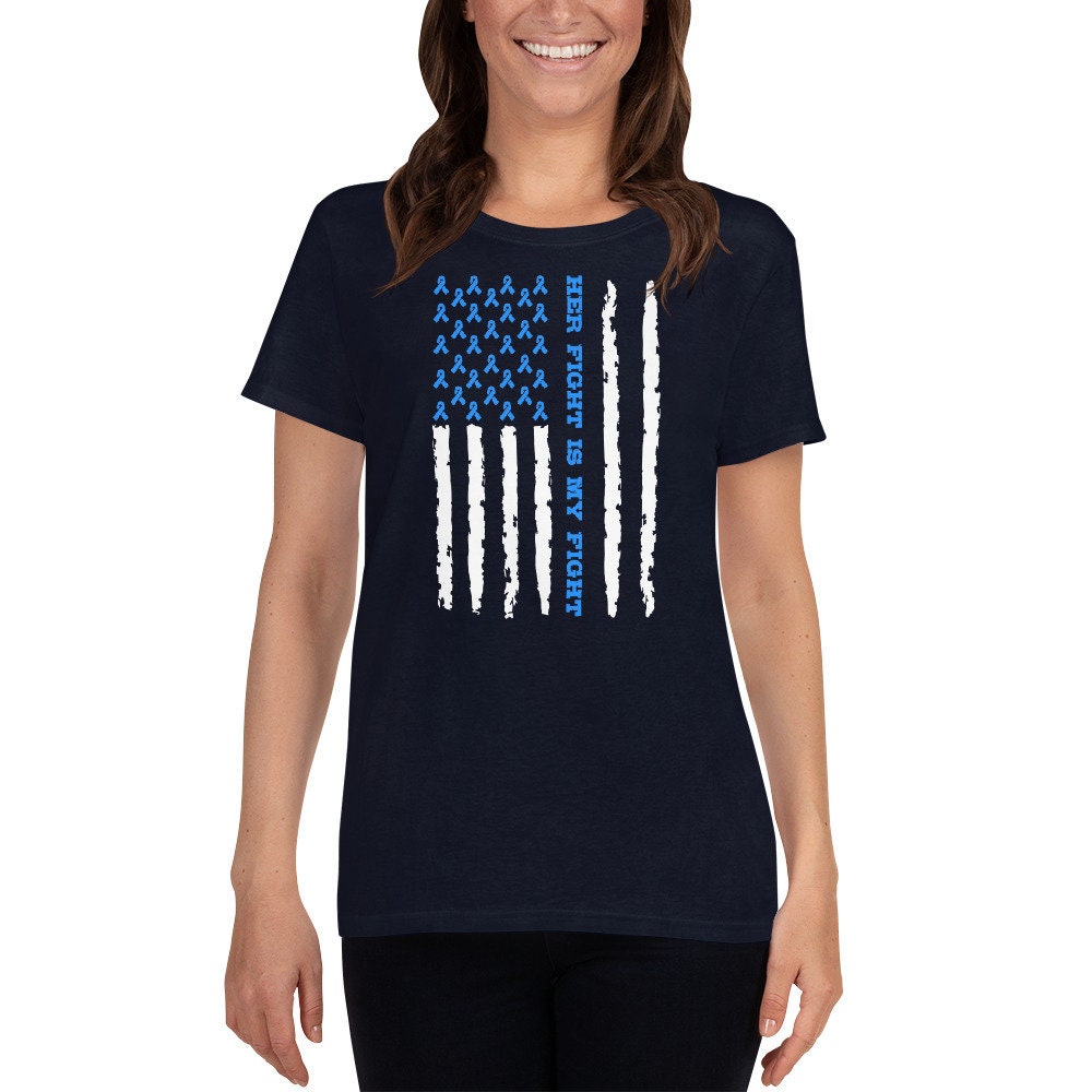 Als Shirt Her Fight is My Fight Blue Ribbon Flag - Etsy