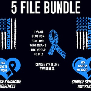 Charge Syndrome Png Bundle, Charge Syndrome Awareness, Blue Ribbon, Charge Syndrome Warrior, Charge Syndrome Fighter