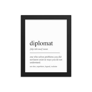 Cadeau de diplomate, oeuvre d'art murale de diplomate, cadeaux pour diplomate, décoration de bureau de diplomate, cadeau de retraite de diplomate, impressions d'art de diplomate