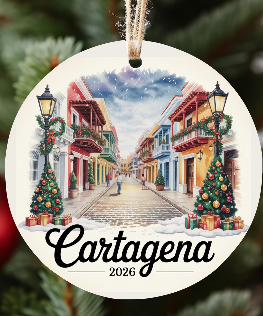 Cartagena Christmas Ornament 2026, Personalized Colombia Xmas Ornament ...