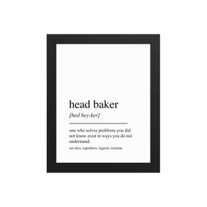 Art mural imprimable Head Baker - Cadeau de décoration de cuisine de boulangerie pour les chefs pâtissiers et les chefs cuisiniers