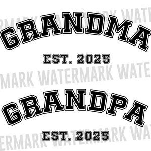 Grand-mère grand-père (est 2025) Svg, Annonce de grossesse Svg, Nouvelle grand-mère (est 2025) Svg, Promu grand-père Svg, Bientôt grand-mère grand-père