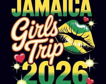 Jamaica Girls Trip 2026 bijpassende T-shirts PNG – sublimatieontwerp tropische vrijgezellencruise