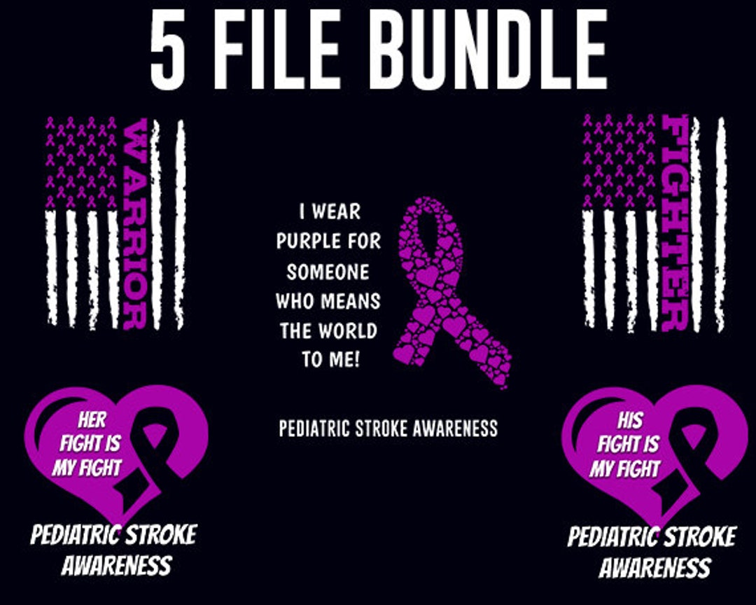 Pediatric Stroke Png Bundle, Pediatric Stroke Awareness, Purple Ribbon ...