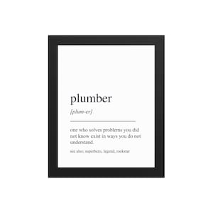 Plumber Gift, Plumber Wall Art, Gifts For Plumber, Plumber Wall Decor, Plumber Office Decor, Plumber Retirement Gift, Thank You Gift