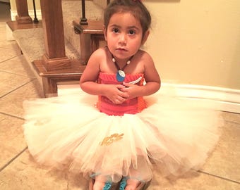 Moana Inspired Tutu/Moana Inspired Costume/Moana Inspired Birthday Dress Plus Matching Bow.