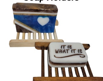 Bamboo Soap Holder - Natural Wood - Slatted Design