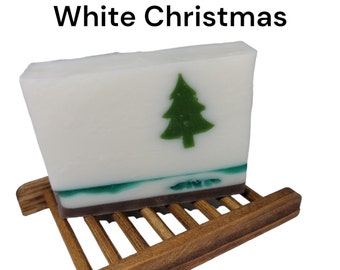 Christmas Tree Soap - Holiday Soap - Glycerin Soap - White & Green Christmas Soap