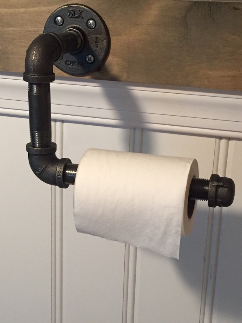 Black Iron Industrial Toilet Paper Holder Etsy