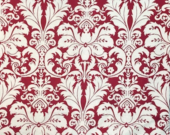 Damask Red & Natural Woven Decorative Throw Pillow Cover