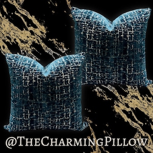 Chenille Blue Green Decorative Throw Pillow Cover