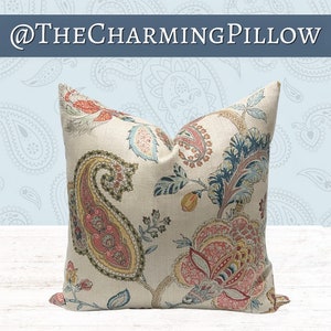 Sonnet Patina Paisley Jacobean Floral Decorative Throw Pillow Cover