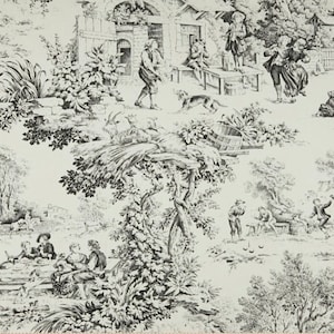 France Festin Toile Cream & Black Decorative Throw Pillow Cover